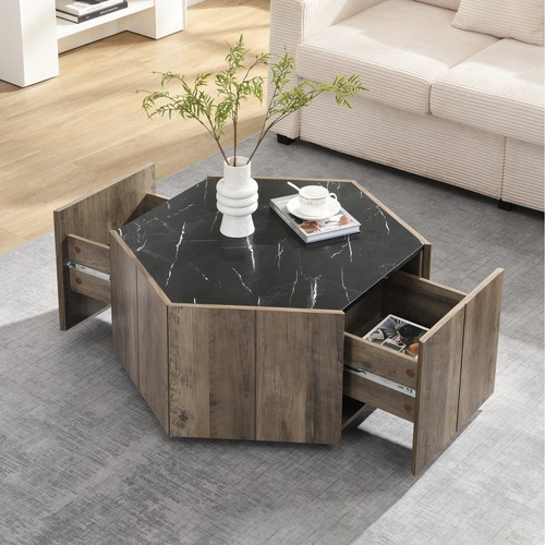 Hexagonal rustic wood coffee - hexagonal,